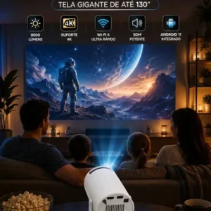 Projetor Smart Portátil Full Hd 4k Android 11 Wi-fi Bluetooth Mini Projetor Home Theater Cinema Em Casa Imagem Nítida Som Potente Compatível Com Diversos Dispositivos - Imagem 4