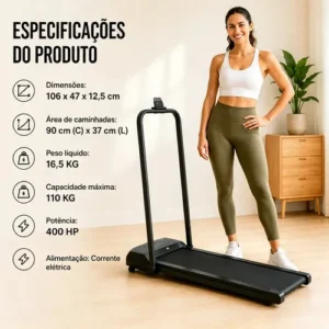 Esteira Ergométrica Elétrica Dobrável Com Painel LCD Controle Remoto Para Caminhada Casa Academia Preta - Imagem 12