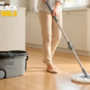 Esfregão Mop 360° Balde Inox Com Rodas Microfibra 16 Litros Cabo Longo Alça Cinza TBBL04 The Black Tools - Imagem 7