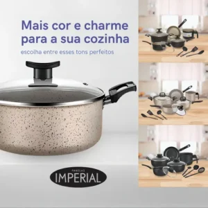 Conjunto de panelas 8 peças preto Alumínio Imperial Elegant - Imagem 3