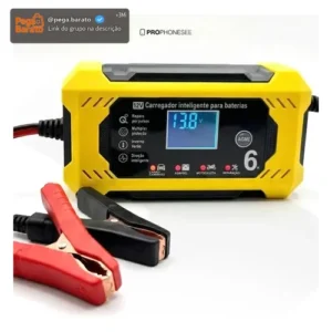 Carregador De Bateria 12V Automotiva Inteligente Portátil Auxiliar Partida Veicular Chupeta Rapida Carro Moto Lancha Jetski Caminhao Cabo 2m Eletrico Estacionaria Potente Led Recupera Carga Emergencia - Imagem 1