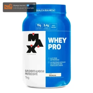Whey Protein 1kg Whey Pro Max Titanium Sabor Baunilha BCAA e Aminoácidos - Imagem 1