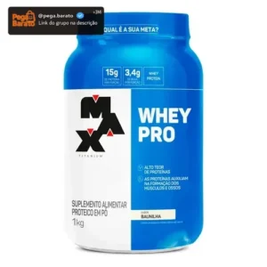Whey Protein 1kg Whey Pro Max Titanium Sabor Baunilha BCAA e Aminoácidos - Imagem 1