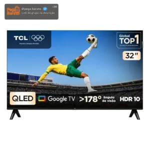 Smart TV TCL 32 Polegadas HD QLED S5K WiFi Bluetooth Google TV 2 HDMI HDR10 Dolby Audio 32S5K - Imagem 1