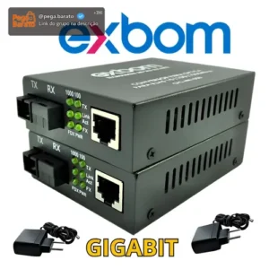 Conversor Mídia Fibra Óptica Gigabit Rj45 1000mb Par A+b - Imagem 1