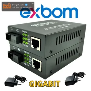 Conversor Mídia Fibra Óptica Gigabit Rj45 1000mb Par A+b - Imagem 1