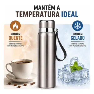 Garrafa Térmica 800ml Água Squeeze Inox Academia Com Alça - Imagem 8