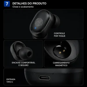 Fone De Ouvido Bluetooth 5.0 Sem Fio - Imagem 8