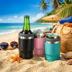 Copo Térmico Porta Garrafa Térmica Latinha 420ml Para Cerveja Refrigerante Long Neck Inox Isolamento Térmico Parede Dupla Para Praia Churrasco Camping Alta Durabilidade - Sayonara - Imagem 8