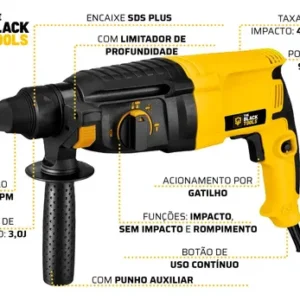 Martelete Perfurador Rompedor Professional 26mm 900w Sds Plus 3j Com Maleta E Acessorios Trm-3000 The Black Tools - Imagem 11