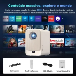 Projetor Inteligente AOC T6Plus-EU Full HD 1080p com Wi-Fi 6, Bluetooth e Android 12 - Imagem 10