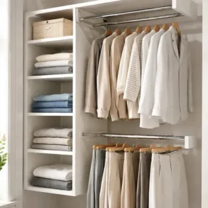 Closet Arara Aberto Com Cabideiro Suspenso De Parede Branco - Imagem 8