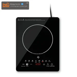 Cooktop De Indução 1 Boca Preto Com Trava De Segurança Painel Touch Screen - Imagem 1