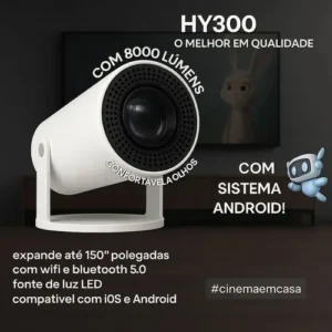 Projetor 4K Android 11 WiFi Bluetooth Hy-300 Vlx Brilho 8000lm - Imagem 2
