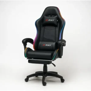 Cadeira gamer e escritório x-ray fit com led rgb ergonômica cor preta material do estofamento couro sintético - Imagem 4