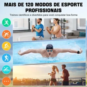Relógio Inteligente Smartwatch Alexa Chamadas NOVANTE Masculino Feminino Esportivo Ip68 Bluetooth Notificações Instantâneas Tela Hd 1.83 300mAh 10Dias Monitor Cardíaco Spo2 Sono Ecg Pagamento Offline - Imagem 6