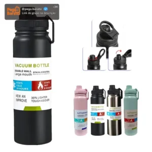 800mlgarrafa Térmica Água Squeeze Inox Academiaquente E Frio - Imagem 1