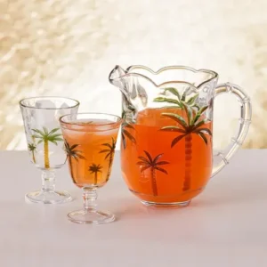 Conjunto 7 Peças Jarra de 1,3L Com 6 Taças de 240 ml Água Suco Cristal Palm Hand Painting Lyor - Imagem 10