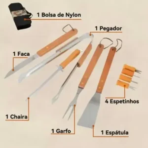 Kit Churrasco 360 De Aço Inoxidável Com 10 Peças - Imagem 5