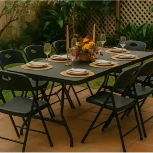 Mesa Dobrável vira Maleta 1,80 Portatil Textura Madeira Festa Camping Jardim Praia Revomax - Imagem 3