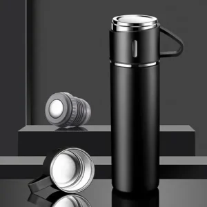 Caneca Kit Garrafa Térmica Vacuum Bottle Inox 500ml + 3 Xíca - Imagem 8