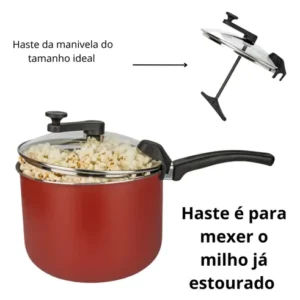Panela Pipoqueira Grande Tampa Vidro Antiaderente Não Gruda - Imagem 5