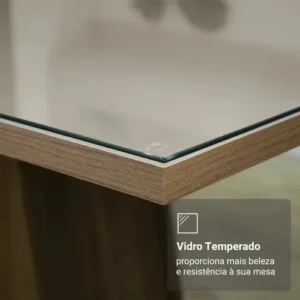Sala De Jantar Mesa Tampo De Vidro 4 Cadeiras Tifani Madesa Cor Rustic/Crema/Sintético Bege XMMDJA040165 - Imagem 7