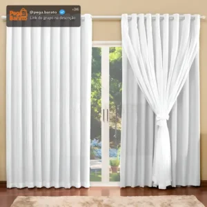 Cortina Blackout com voil para quarto e sala tamanho 4,00 x 2,70 na cor Branco Gelo - Imagem 1