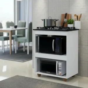 Balcão para Cooktop 5 Bocas Turim de MDP Branco Kaiki Móveis - Imagem 8