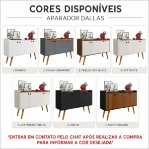 Aparador Buffet Off Ripado Dallas Freijó 4 Portas Café Retrô - Imagem 2
