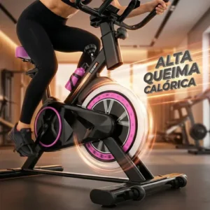 Bicicleta Ergométrica Bike Spinning Garrafa 6kg Sensação Inércia Com Medidor Cardíaco Fitness Preto e Rosa Sevenfit Para Cardio E Musculação - Imagem 8
