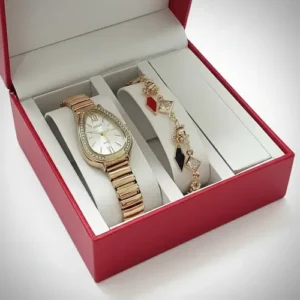 Relógio Feminino Elegante + Pulseira E Caixa Completo - Imagem 2