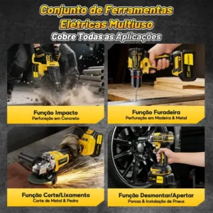 Kit 4 Em 1 Ferramentas Elétricas Profissional Com Baterias - Imagem 6