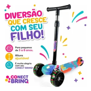 Patinete Scooter Dobrável Com Led Freio Bv0011 Mega Compras Azul - Imagem 5