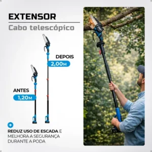 Kit Motoserra Tesoura Eletrica De Poda + Extensor 2 Metros - Imagem 5