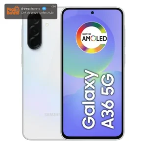 Smartphone Samsung Galaxy A36 5G 128GB 6GB RAM Câmera Tripla de até 50MP Selfie de 12MP IP67 Super AMOLED 6.7'' NFC Recursos AI Android e Segurança Snapdragon - Branco - Imagem 1