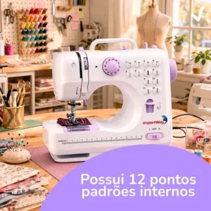 Máquina De Costura Reta ImportWay 12 Pontos Doméstica IWMC-505 Portátil Branco - Imagem 5