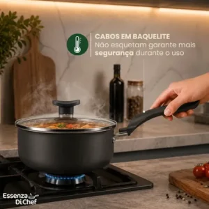 Conjunto De Panelas 9 Peças Antiaderente Com Tampa De Vidro E Utensílios Fogão A Gás Preto - Imagem 9