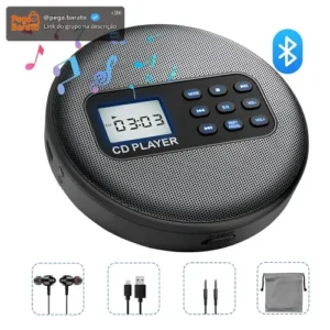 Leitor De Cd Portátil Bluetooth Suporta Cd/cd-rw/wma/mp3 - Imagem 1