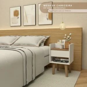 Mesa De Cabeceira By House Retrô Luxo Compacta 50cm Fosco Pes E Gaveta - Imagem 6