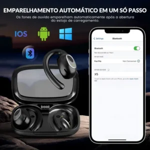 FORESTORY Fone de Ouvido Bluetooth 5.4 OWS TWS Sem Fio X5 Open Ear Esportivo com Gancho Display LED HD Microfone Grave Potente para Academia Corrida Compatível iPhone Samsung Xiaomi Motorola Android - Imagem 13