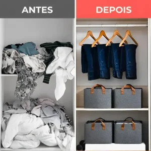 4 Caixas Organizadora De Guarda Roupa Cesto Gaveta Dobrável - Imagem 3