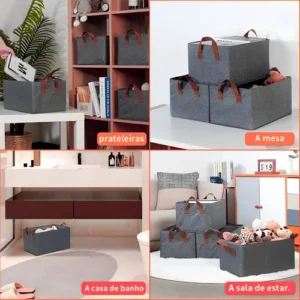 4 Caixas Organizadora De Guarda Roupa Cesto Gaveta Dobrável - Imagem 5