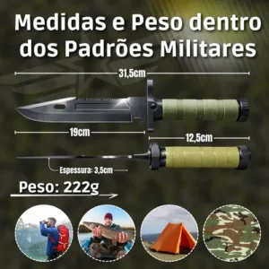 Faca Tática Sobrevivência Amolador Pederneira Apito Bainha Verde Militar Preto Outdoor Lâmina Serrilhada Trilha Pesca Caça Camping Aventura Corte Preciso Resistência Alta Durabilidade Uso Profissional - Imagem 7