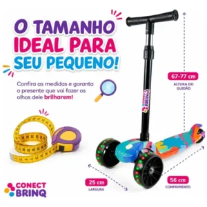 Patinete Scooter Dobrável Com Led Freio Bv0011 Mega Compras Azul - Imagem 3