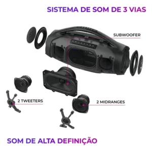 Caixa De Som Boombox Aiwa AWS-BBS-01-B 200w IP66 30hs De Bateria - Imagem 5