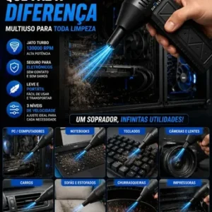 Mini Ventilador Soprador Ar Turbo 130000rpm Assoprador Sem Fio Recarregável Usb 3 Níveis Jato Forte Portátil Multiuso Limpeza Teclado Carro Acende Churrasqueira Marca Davely - Imagem 4