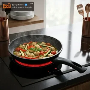 Frigideira De Indução Cerâmica Não Gruda Antiaderente Frita Sem Óleo Grande Fogão A Gás Indução Cooktop Elétrico Panela 24cm Preto Pítia - Imagem 1