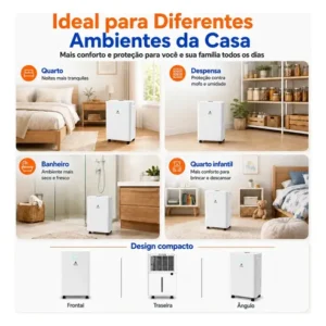 Desumidificador Compressor 8L/Dia, Silencioso, Antimofo, Área Até 120m², Controle Wi-Fi, Drenagem Contínua, Timer 24h, Display Digital, Filtro Removível, Para Quartos e Salas, Airluma - Imagem 11