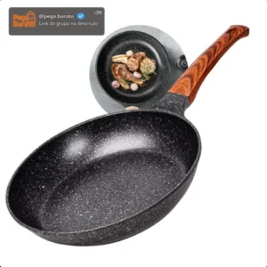 Frigideira Cerâmica Antiaderente Grande 24cm Para Fogão A Gás Indução Cooktop Panela Frita Sem Óleo Não Gruda Profissional Moderna Mix - Imagem 1